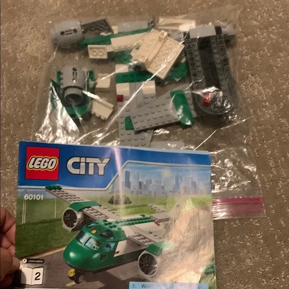 LEGO City Green and White Plane Set and LEGO City worker. - Picture 2 of 6